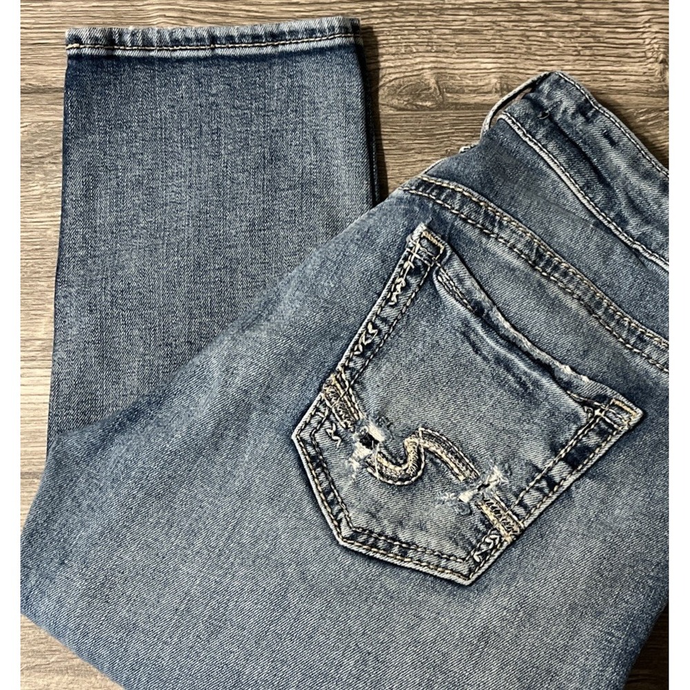 Silver Jeans Women's Boyfriend MidRise Distressed Destruction Jean 26/27 (29x30)